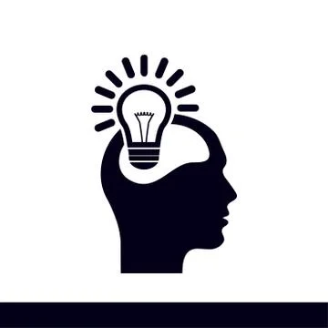 Bulb in human icon. Stock Illustration
