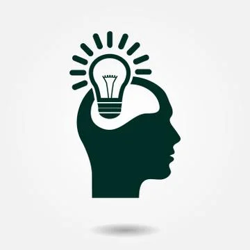 Bulb in human icon. Stock Illustration