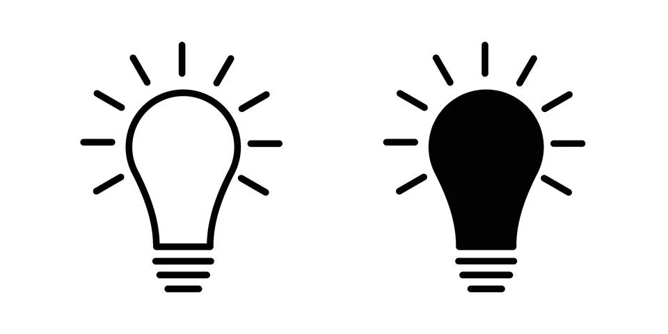 Bulb icon black vector isolated on white Illustrazione stock