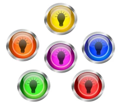 Bulb Icon Button Stock Illustration