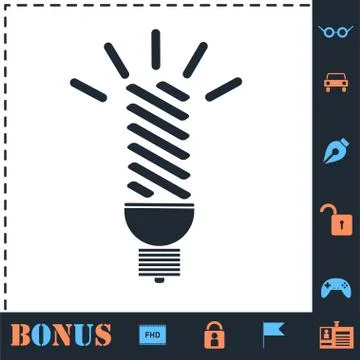 Bulb icon flat Stock Illustration