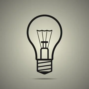 Bulb icon in flat style, black and white colors Stock Illustration