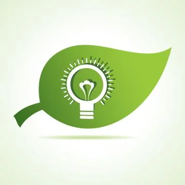 Bulb icon at leaf stock vector Stock Illustration