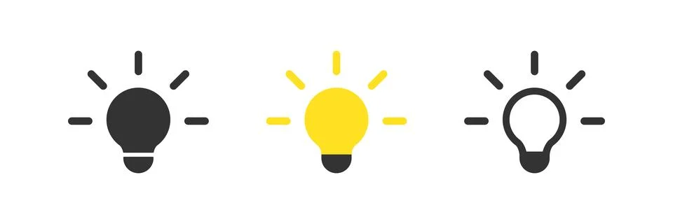 Bulb icon set. Light web symbol. Electric lamp sign. Idea concept illustrat.. Stock-Illustration
