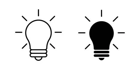 Bulb icon symbol. Vector illustration pack in black color. Stock Illustration