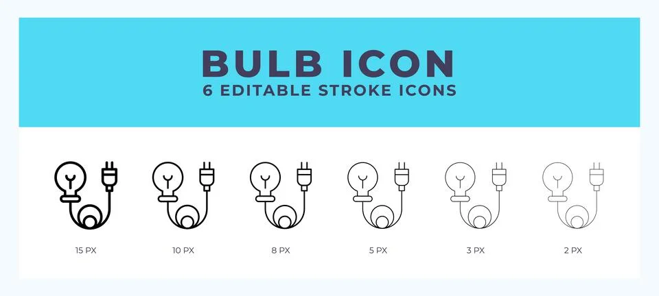 Bulb icon in thin line. Bold line. Regular line. Editable stroke. イラスト素材