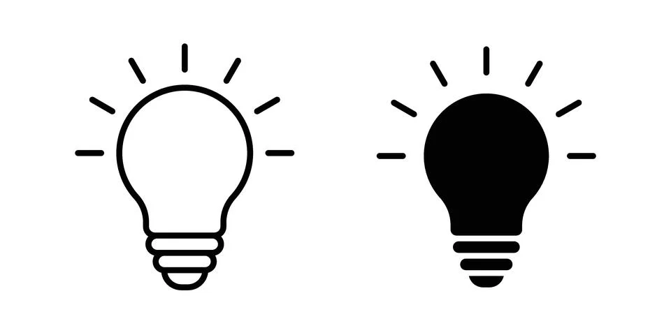 Bulb icon vector concepts, line and silhouette style Illustrazione stock
