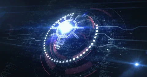 Bulb idea and creative innovation symbol digital concept loop Stock Footage 234646151