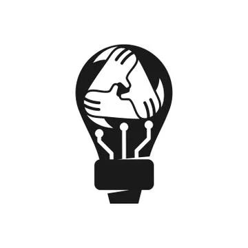 Bulb idea Commitment Teamwork Together Black Logo Illustrazione stock