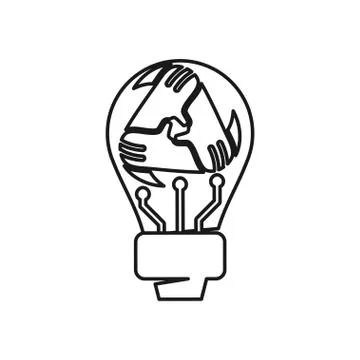 Bulb idea hand Commitment Teamwork Together Outline Logo Illustrazione stock