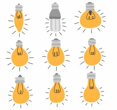 Bulb idea icon set on white background Stock Illustration