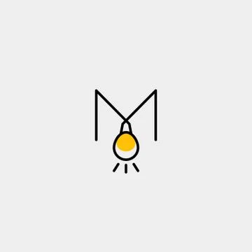 Bulb Idea Letter M Logo Template Vector Stock Illustration