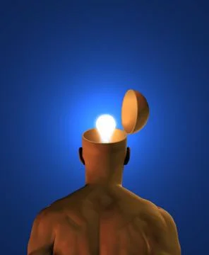 Bulb inside mans he Stock Illustration
