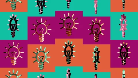 Bulb inspiration idea multiple 3d golden symbols Stock Footage 334658340
