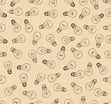 Bulb isolated over white background.  Electric lamp seamless pat Stock Illustration