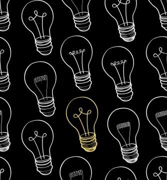 Bulb isolated over white background.  Electric lamp seamless pat Stock Illustration