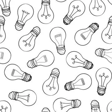 Bulb isolated over white background.  Electric lamp seamless pat Stock Illustration