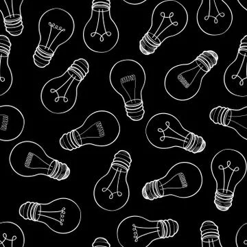 Bulb isolated over white background.  Electric lamp seamless pat Stock Illustration