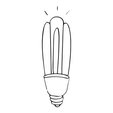 Bulb lamp doodle cartoon comic electricity isolated on white background. Sketch Stock Illustration