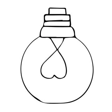 Bulb lamp doodle cartoon comic electricity isolated on white background. Sketch Illustrazione stock