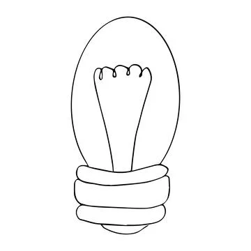 Bulb lamp doodle cartoon comic electricity isolated on white background. Sketch Stock Illustration