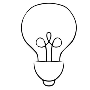 Bulb lamp doodle cartoon comic electricity isolated on white background. Sketch Illustrazione stock