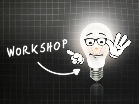Bulb lamp energy light workshop blackboard Stock Illustration