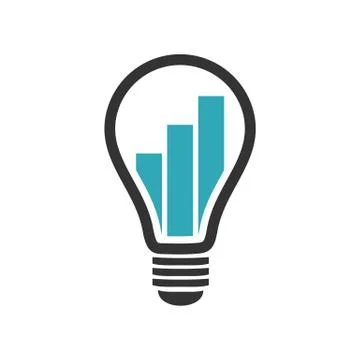 Bulb Lamp Graph Chart Bar Logo Template Illustration Design. Vector EPS 10. Stock Illustration