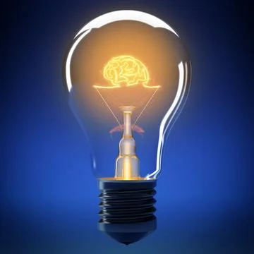 Bulb light brain Stock Photos