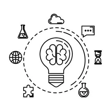 Bulb light with brain storming and business icons Stockillustratie