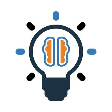 Bulb, light bulb, brain, human brain, creative idea icon Stock Illustration