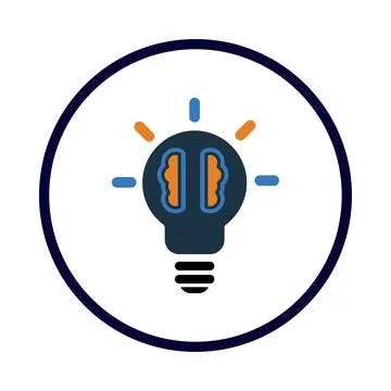 Bulb, light bulb, brain, human brain, creative idea icon Stock Illustration