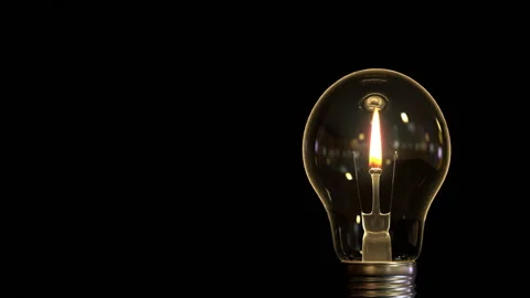 Bulb Light on Candle Fire Loop Video stock 266067608