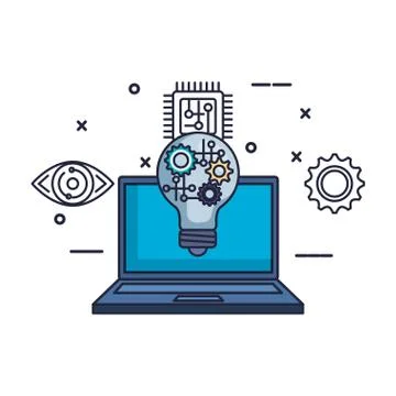 Bulb light with gears settings vector illustrator Stock Illustration