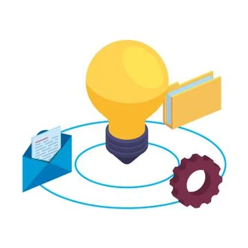 Bulb light idea and data icons Illustrazione stock