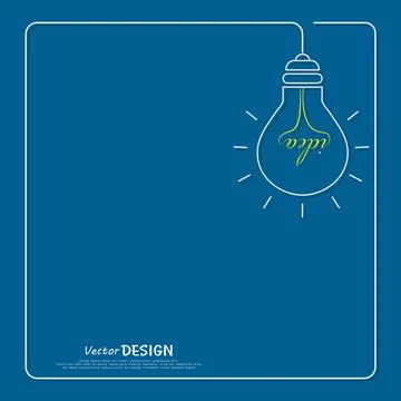 Bulb light idea on blue background .the concept is big ideas inspiration ,vec Stock Illustration