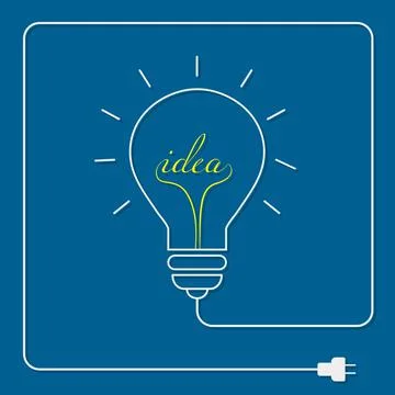 Bulb light idea on blue background .the concept is big ideas inspiration ,vec Stock Illustration