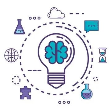 Bulb light with innovation icons 스톡 일러스트