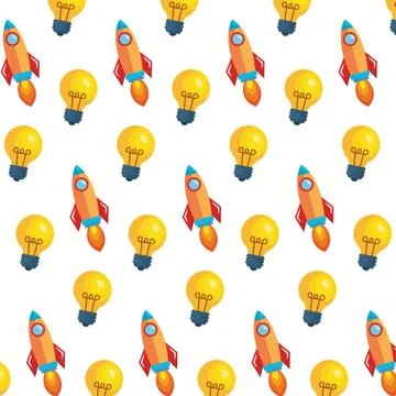 Bulb light with rockets launcher pattern Illustrazione stock