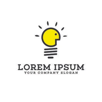 Bulb light think logo design concept template Stock Illustration