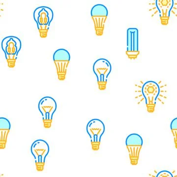Bulb Lighting Electric Accessory Icons Set Vector Stock Illustration