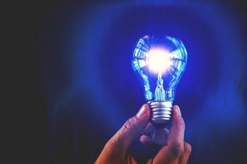Bulb with lighting. Idea and Creative concept  for startup new project. Techn Fotos Stock