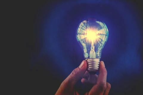 Bulb with lighting. Idea and Creative concept  for startup new project. Techn 写真素材