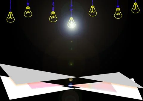 Bulb lighting idea concept for balance background Stock Illustration