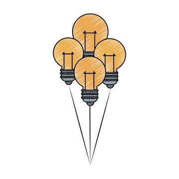 Bulb lights balloons scribble Illustrazione stock