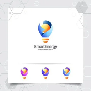 Bulb logo smart idea design concept of letter S symbol and colorful lamp . Stock Illustration