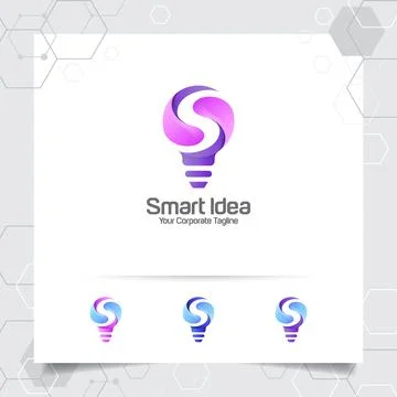Bulb logo smart idea design concept of letter S symbol and colorful lamp Stock Illustration