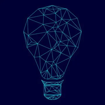 Bulb low poly triangulation triangulated polygonal electric cyan blue vibrant Illustration