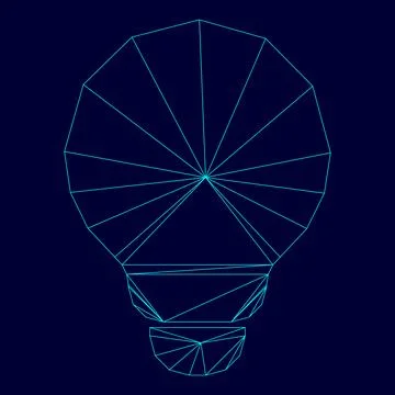 Bulb low poly triangulation triangulated polygonal electric cyan blue vibrant Stock Illustration