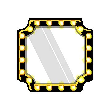 Bulb makeup mirror frame pixel art vector illustration Stock Illustration